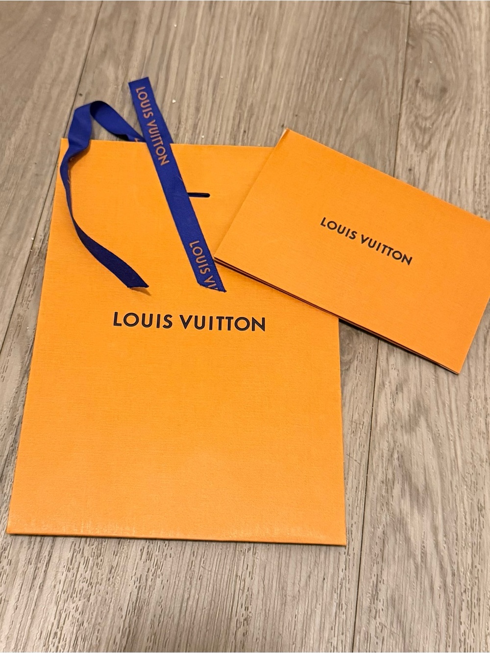 LOUIS VUITTON Orange Paper Shopping Gift Bag 8.40x5.90x3 inches + Receipt Holder